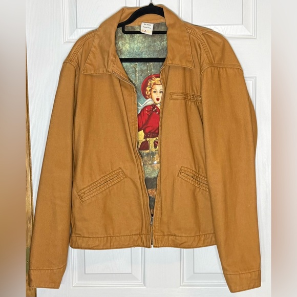 Wrangler Jackets & Blazers - Vintage ETHYL”S LG Golden Brown Jacket with Graphic Wild West Lining